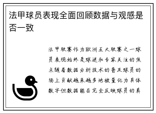法甲球员表现全面回顾数据与观感是否一致